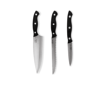 3 Piece Cutlery Set with Wood Block