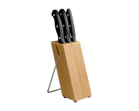 3 Piece Cutlery Set with Wood Block