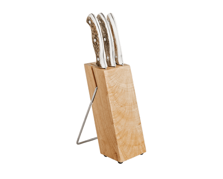 3 Piece Cutlery Set with Wood Block, Elk